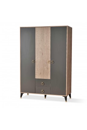 Azzuri Furniture KARAYİP 3 Kapaklı 2 Çekmeceli Gardırop