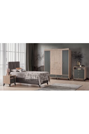 Azzuri Furniture KARAYİP 4 Kapaklı  Dolap Genç Odası Takımı