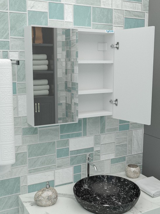 AZZURİ Furniture Lavabo Üstü Aynalı 2 Kapaklı Banyo Dolabı AZZURİ Furniture Lavabo Üstü Aynalı 2 Kapaklı Banyo Dolabı