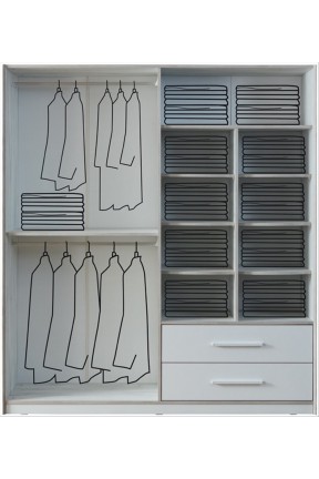 Azzuri Furniture BERGAMA 3 Kapaklı 2 Çekmeceli Gardırop