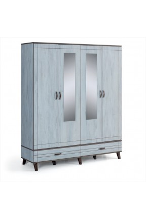 Azzuri Furniture CEYLİN 4 Kapaklı 2 Çekmeceli Gardırop