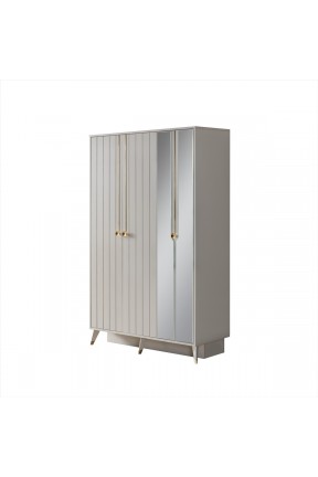 Azzuri Mobilya PERGE 3 Kapaklı 2 Çekmeceli Aynalı Gardırop